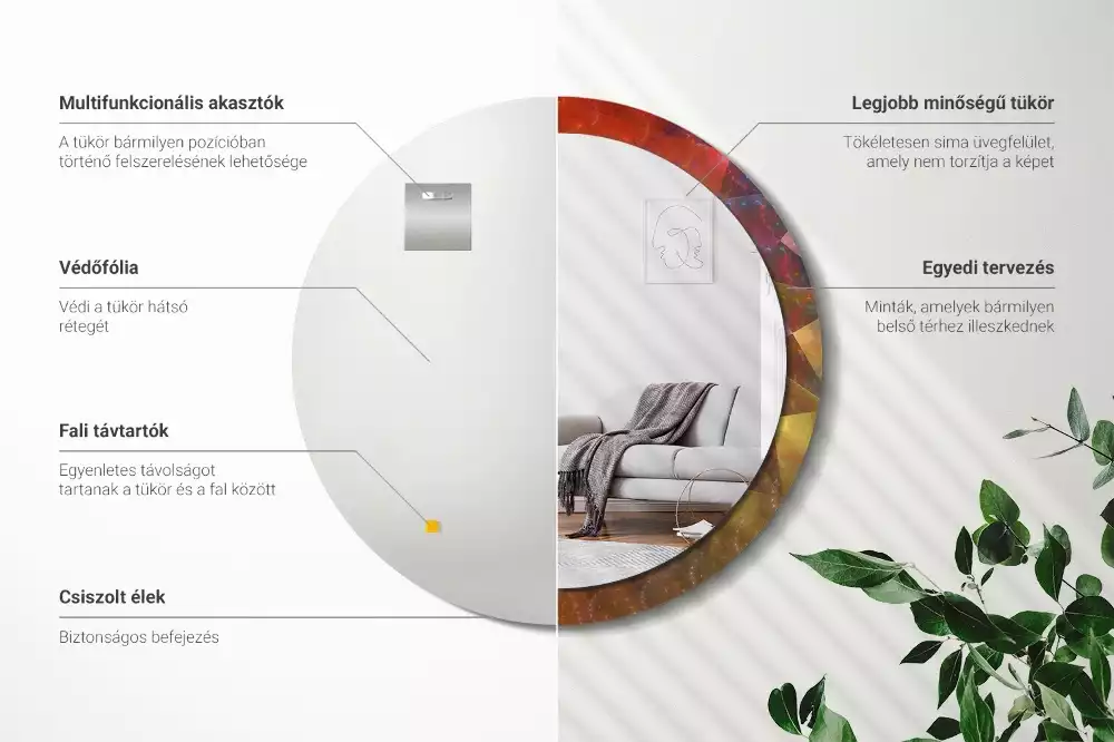 Kerek tükör fali dísz Spirális absztrakció