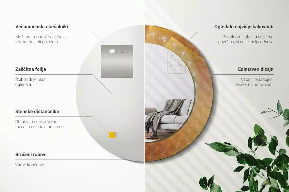 Kerek tükör fali dísz Spirális absztrakció