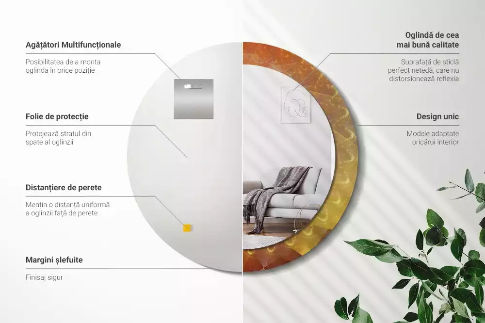 Kerek tükör fali dísz Spirális absztrakció