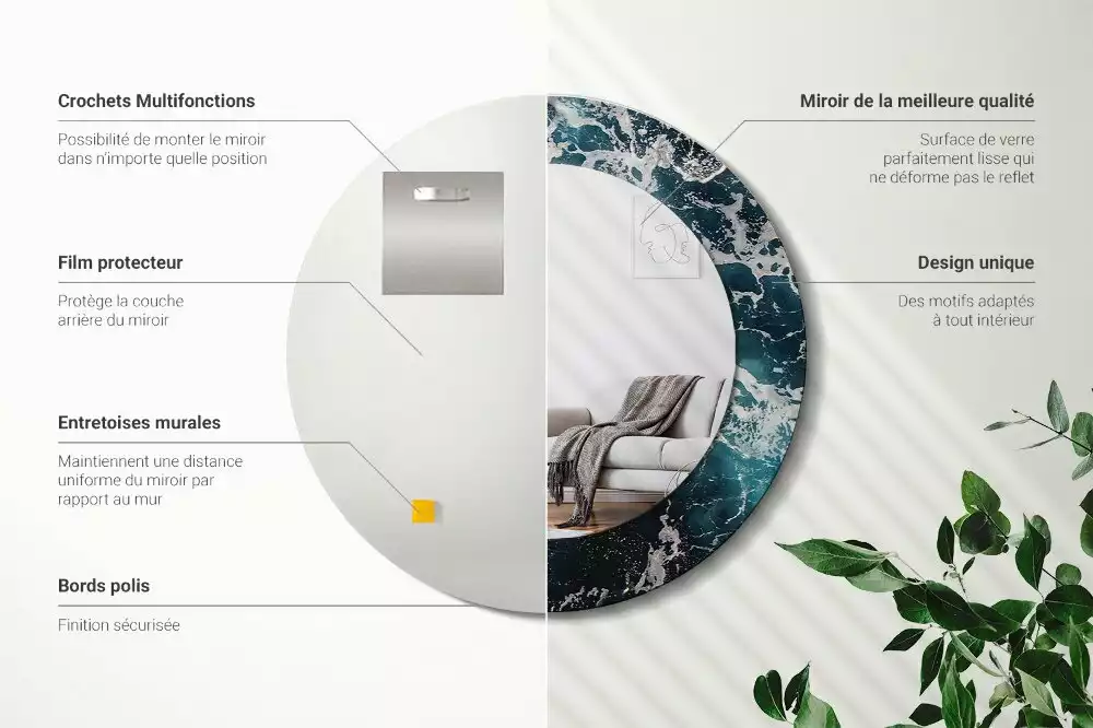 Kerek tükör fali dísz Viharos tenger