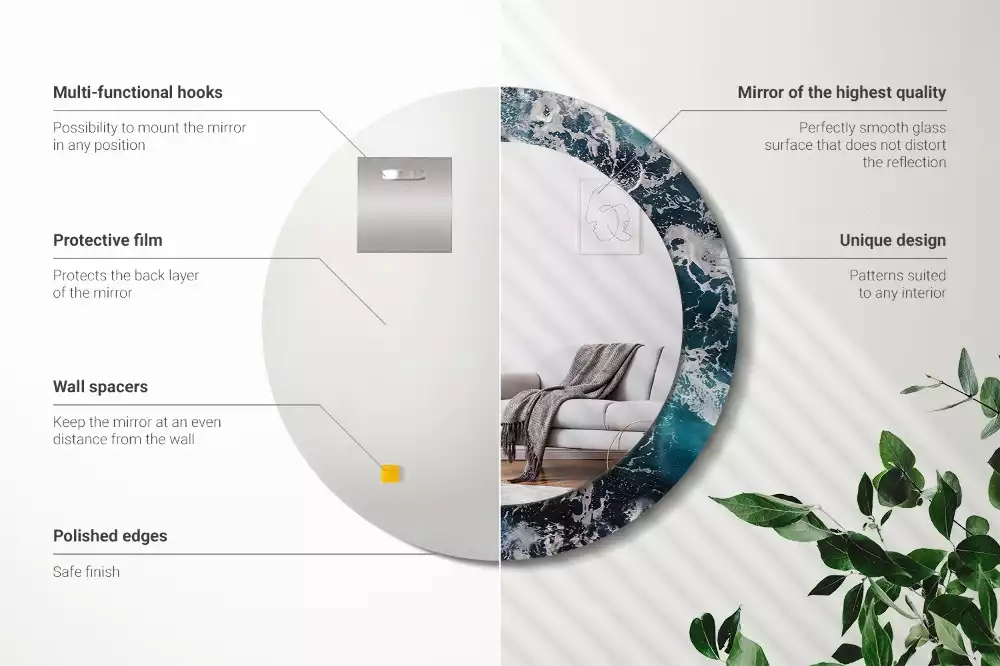 Kerek tükör fali dísz Viharos tenger