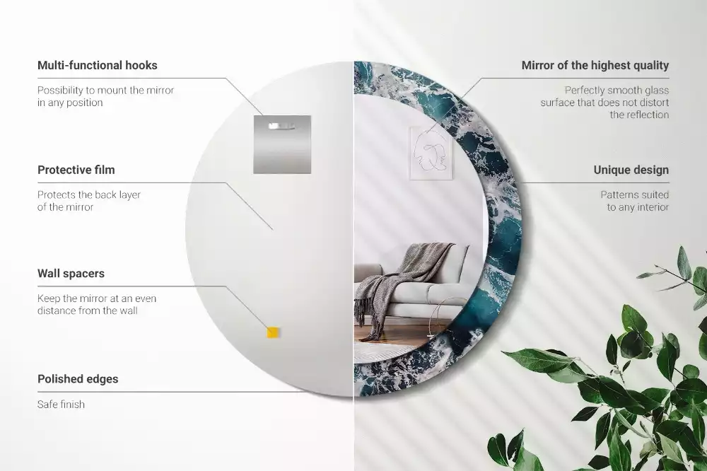 Kerek tükör fali dísz Viharos tenger