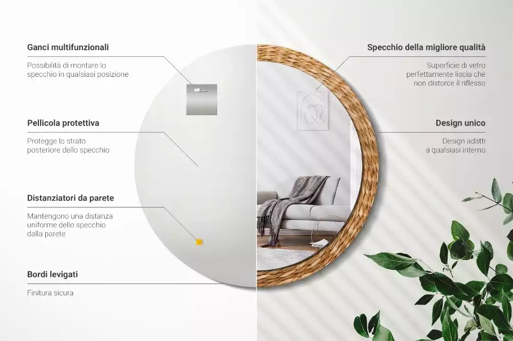 Kerek tükör fali dísz Fonott minta