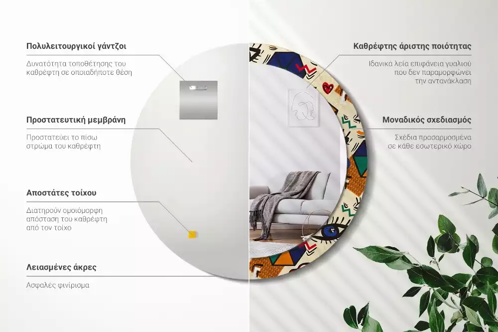 Kerek tükör fali dísz Pop art stílus