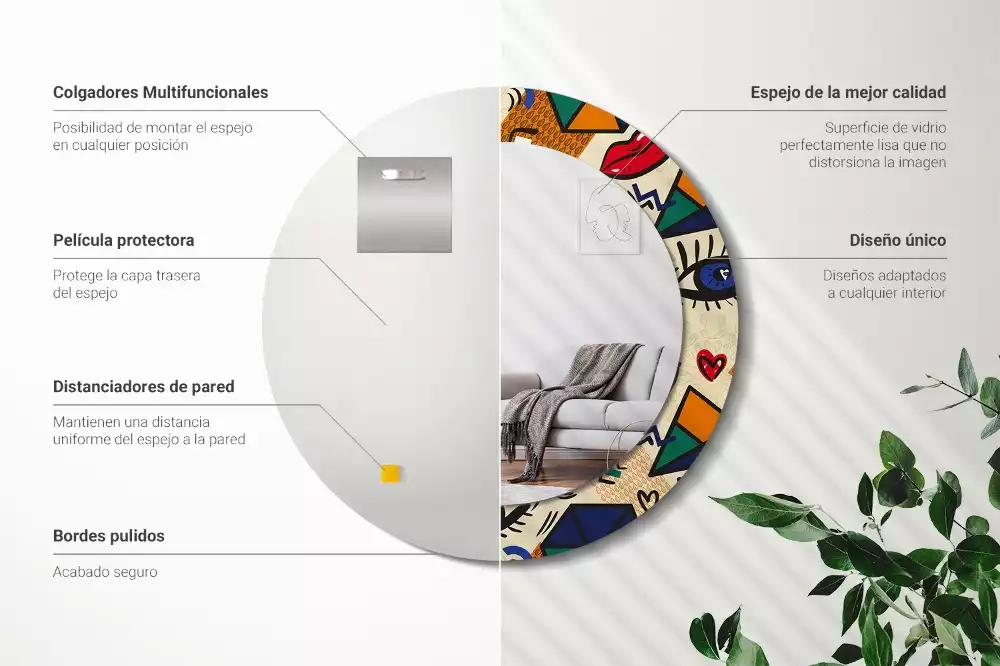 Kerek tükör fali dísz Pop art stílus