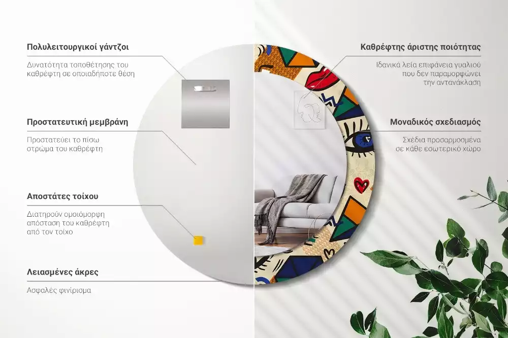 Kerek tükör fali dísz Pop art stílus