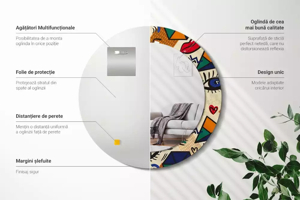 Kerek tükör fali dísz Pop art stílus