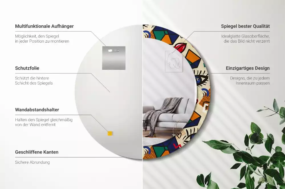 Kerek tükör fali dísz Pop art stílus