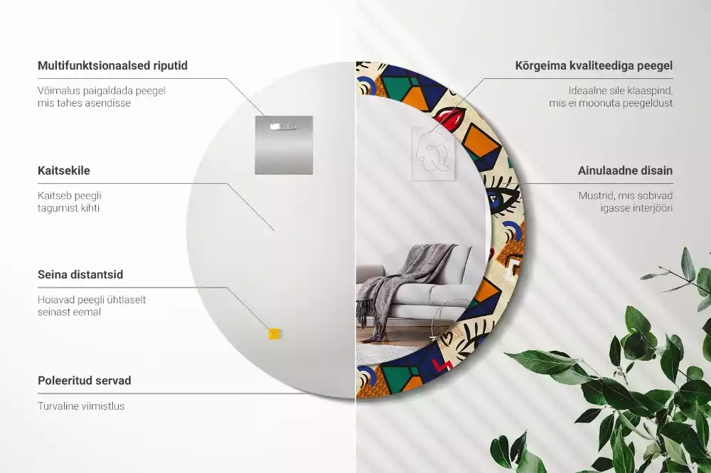 Kerek tükör fali dísz Pop art stílus