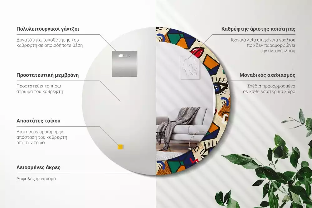 Kerek tükör fali dísz Pop art stílus