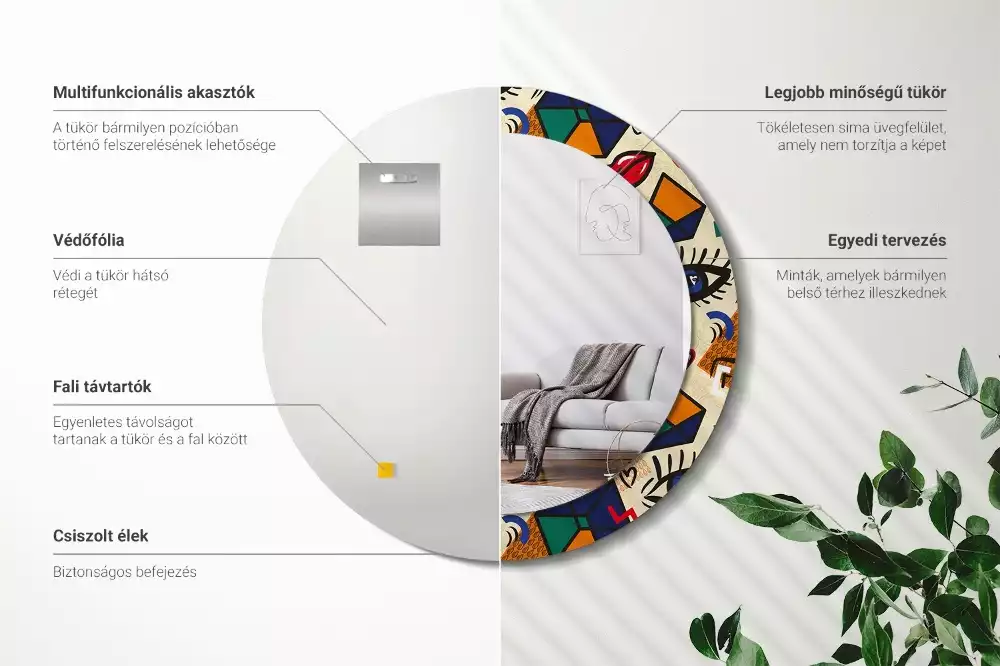 Kerek tükör fali dísz Pop art stílus