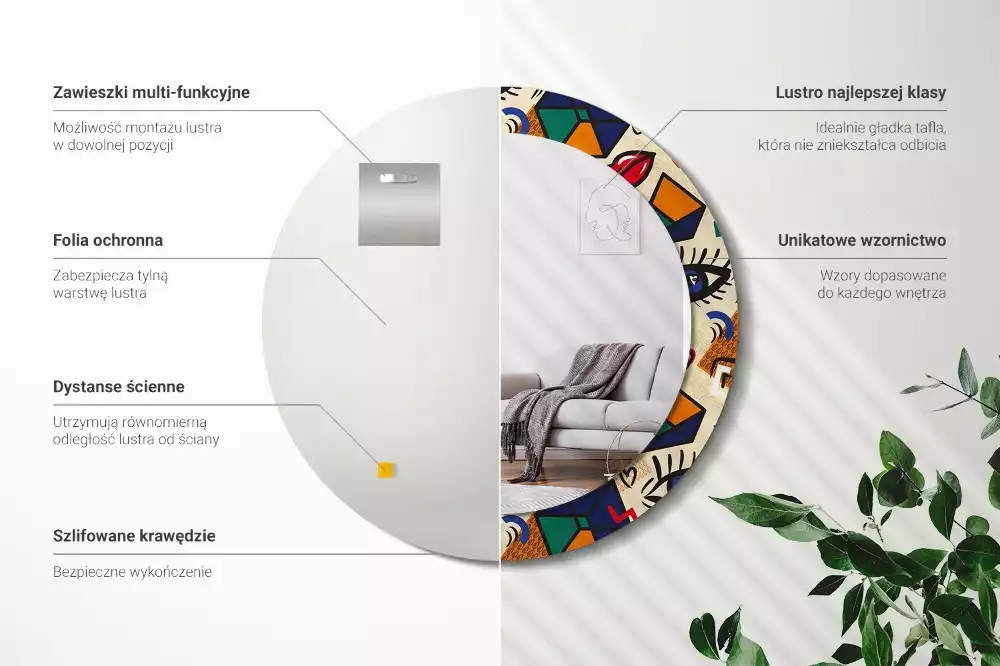 Kerek tükör fali dísz Pop art stílus