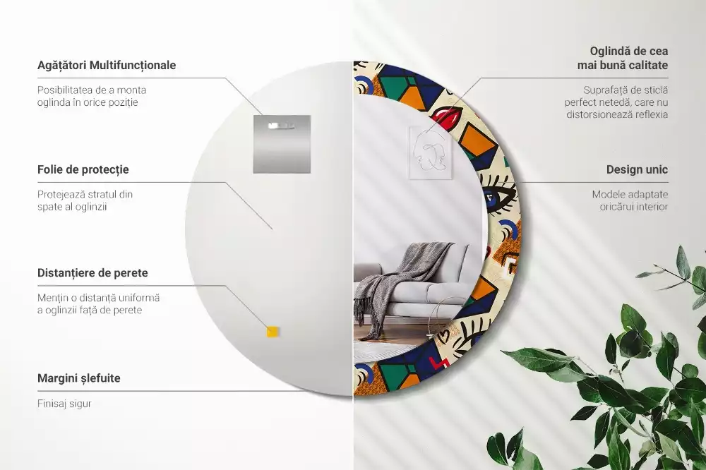 Kerek tükör fali dísz Pop art stílus