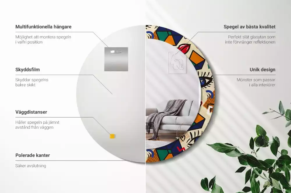 Kerek tükör fali dísz Pop art stílus