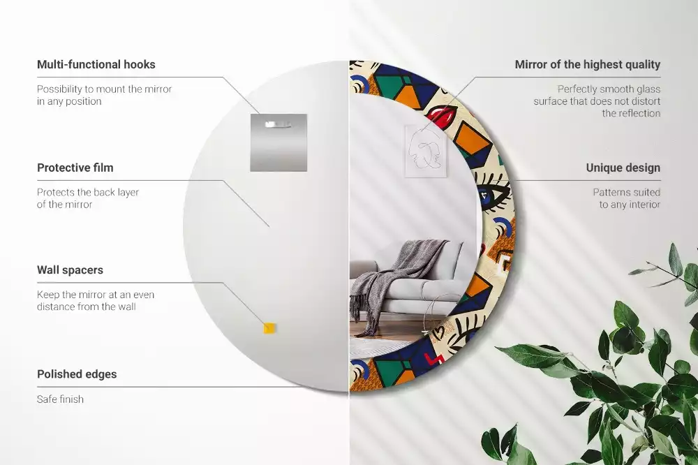 Kerek tükör fali dísz Pop art stílus