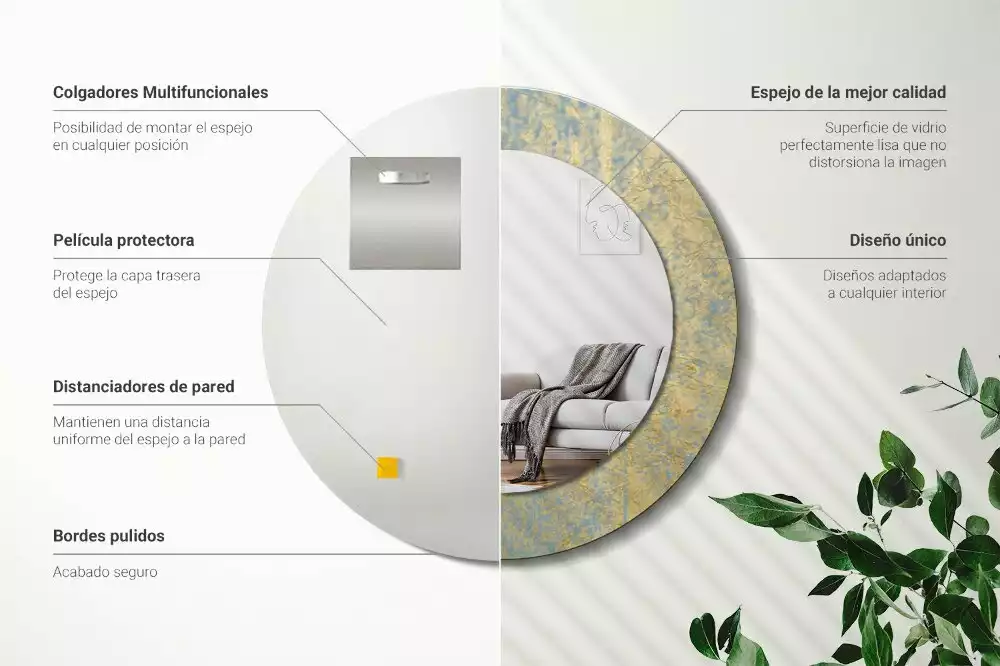 Kerek tükör fali dísz Loft minta