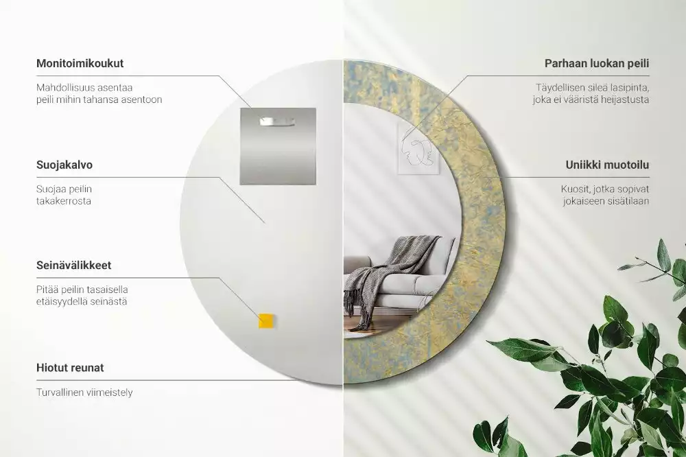 Kerek tükör fali dísz Loft minta