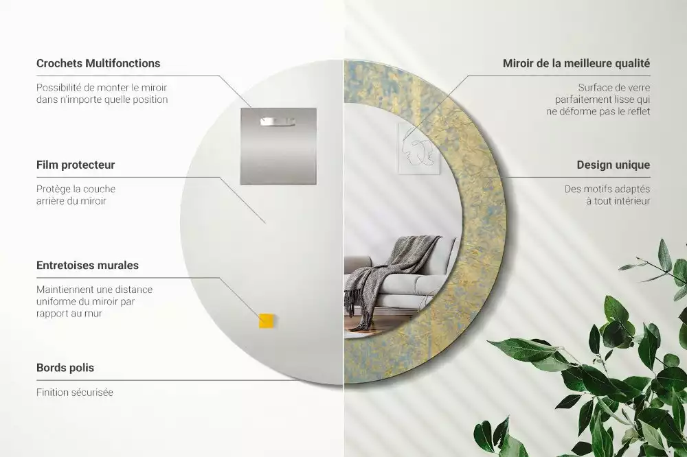 Kerek tükör fali dísz Loft minta