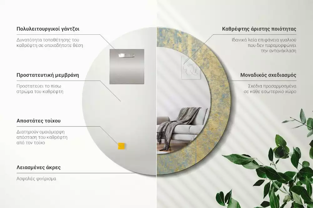 Kerek tükör fali dísz Loft minta