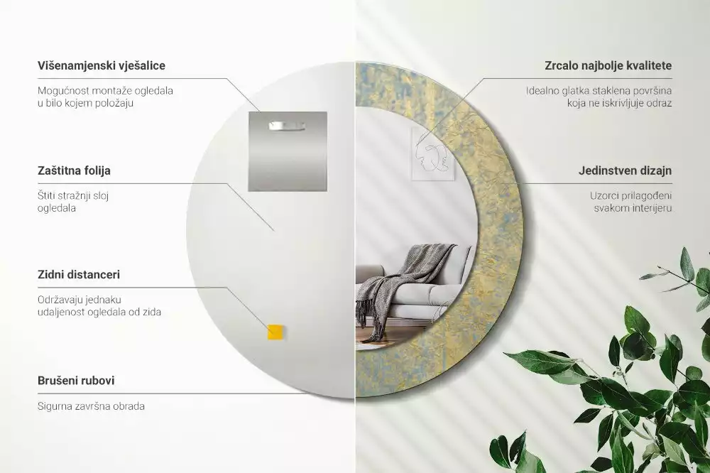 Kerek tükör fali dísz Loft minta