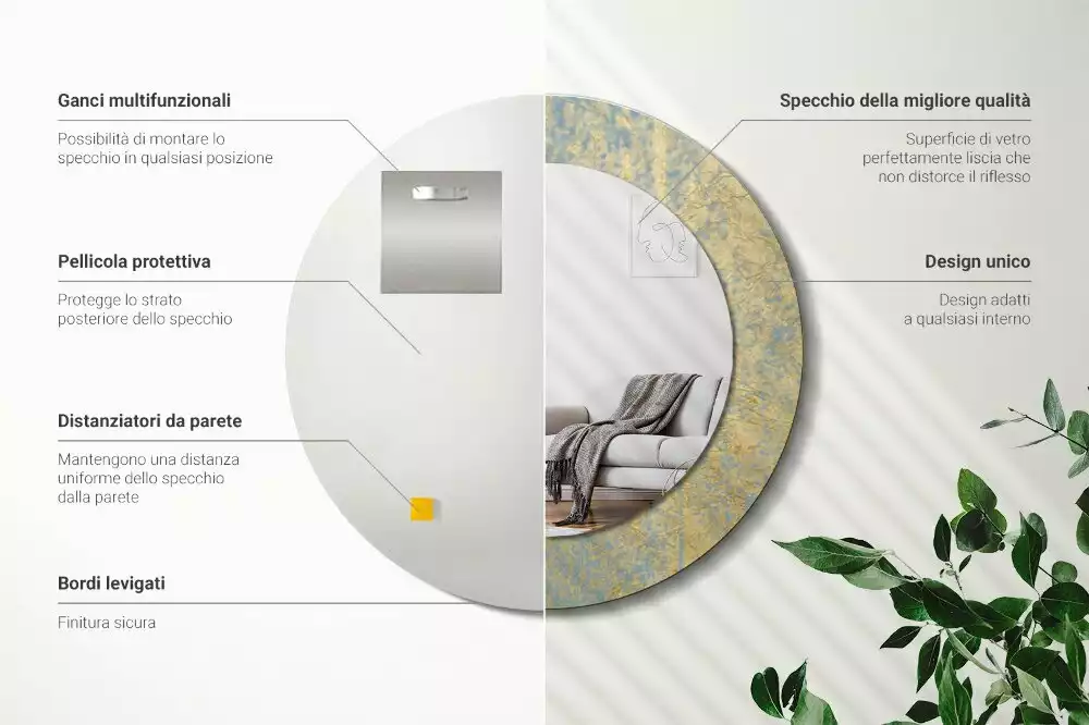 Kerek tükör fali dísz Loft minta