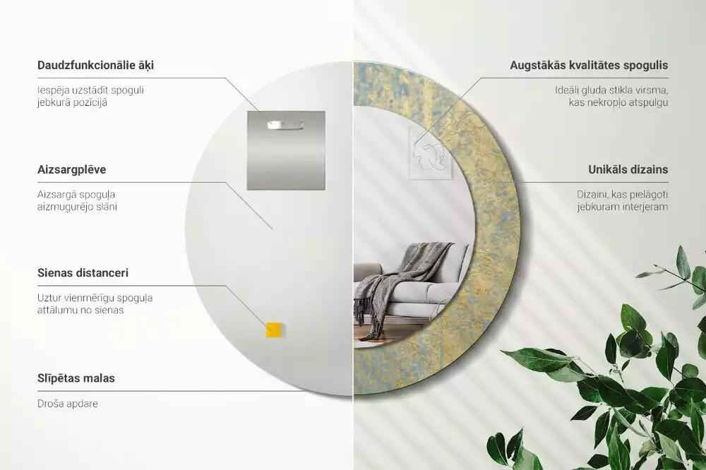 Kerek tükör fali dísz Loft minta