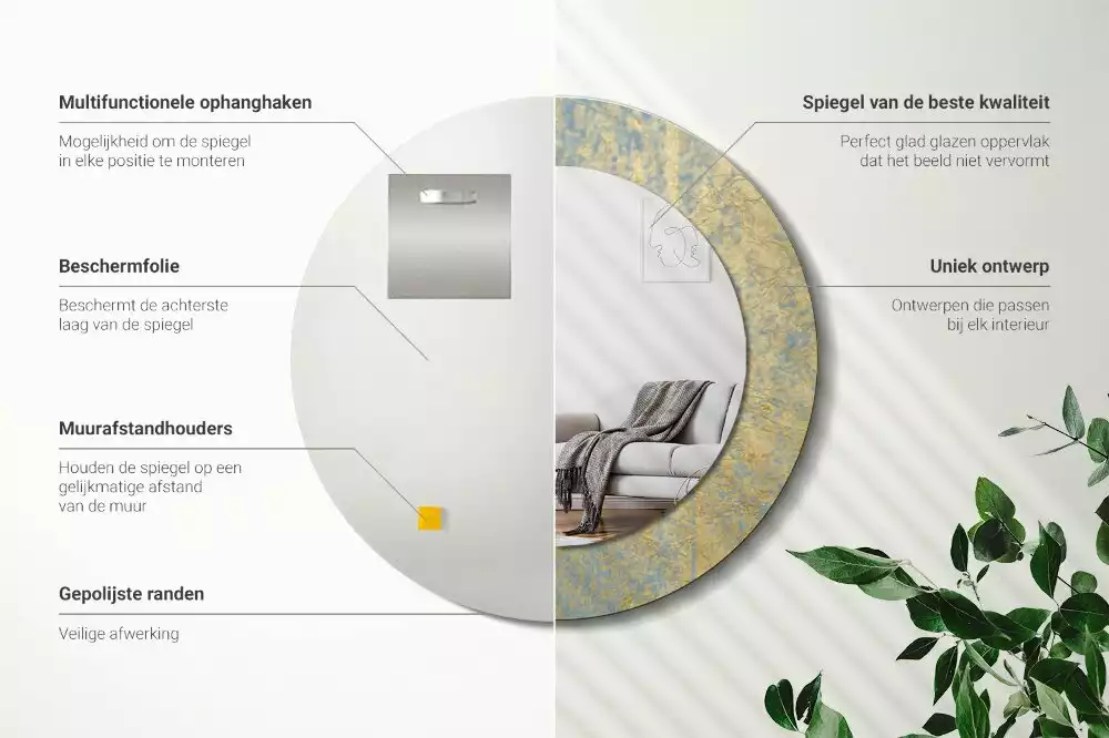 Kerek tükör fali dísz Loft minta