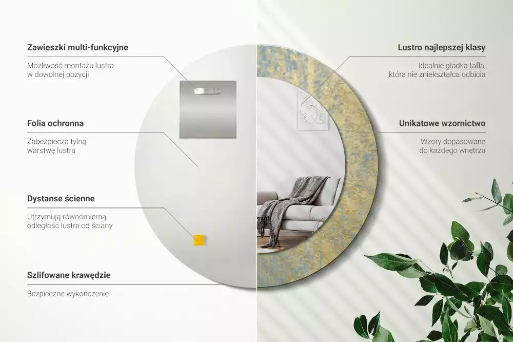 Kerek tükör fali dísz Loft minta