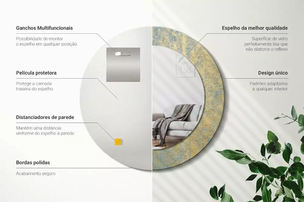 Kerek tükör fali dísz Loft minta