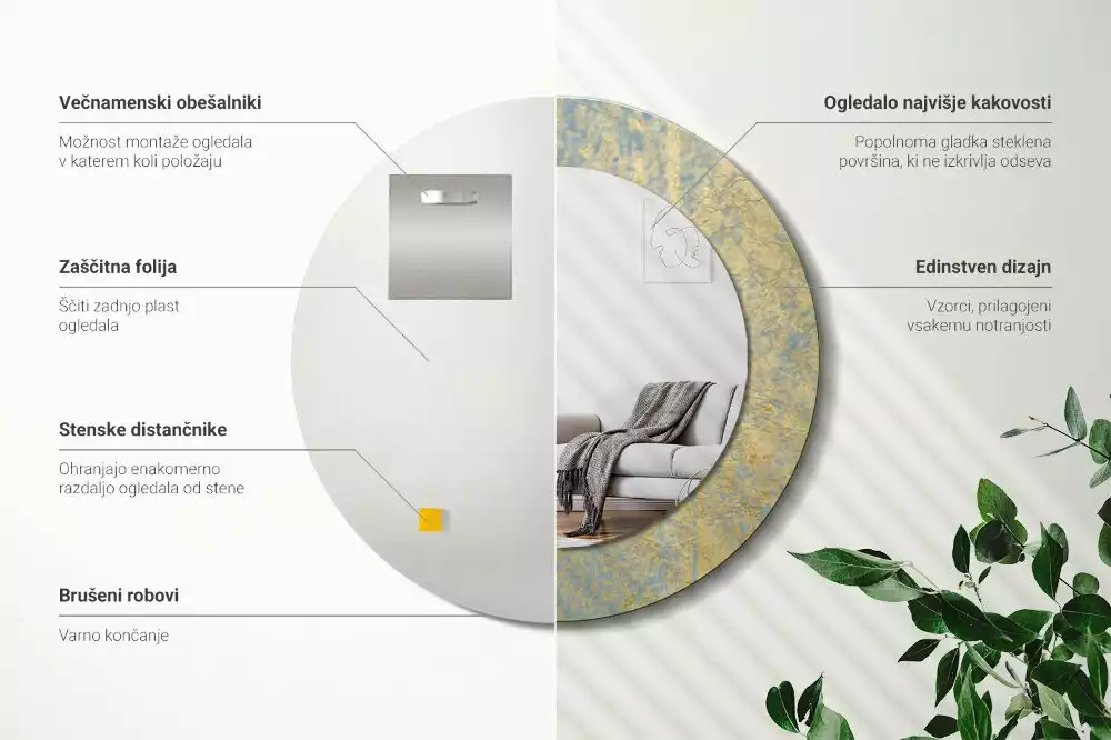 Kerek tükör fali dísz Loft minta