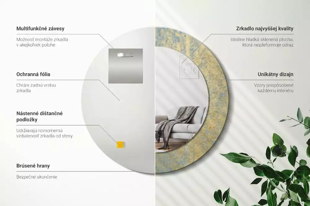 Kerek tükör fali dísz Loft minta