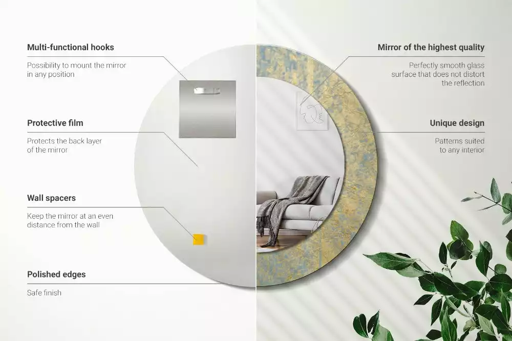 Kerek tükör fali dísz Loft minta