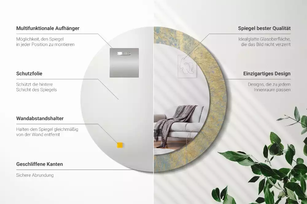 Kerek tükör fali dísz Loft minta