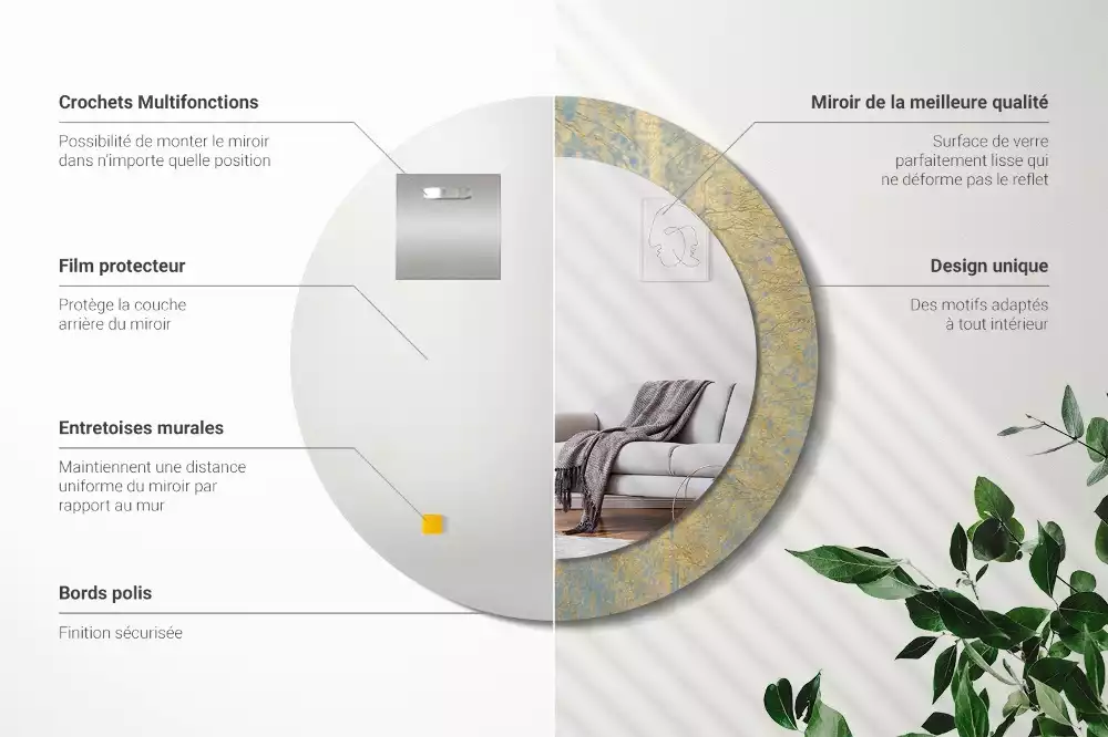 Kerek tükör fali dísz Loft minta