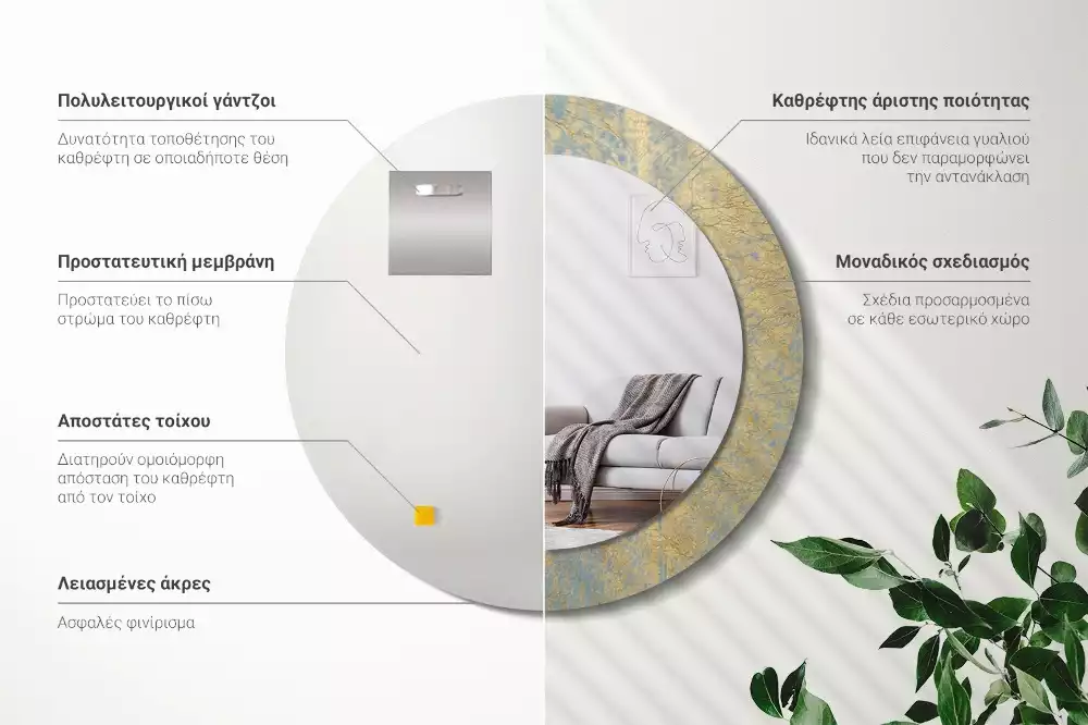 Kerek tükör fali dísz Loft minta