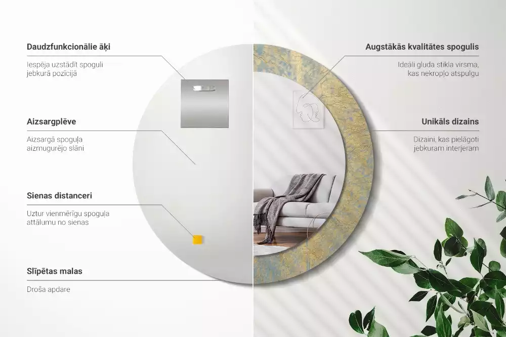 Kerek tükör fali dísz Loft minta