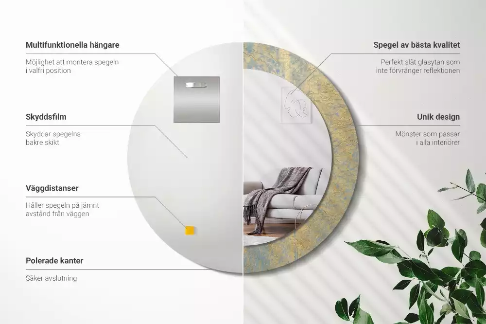 Kerek tükör fali dísz Loft minta