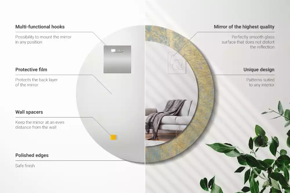 Kerek tükör fali dísz Loft minta