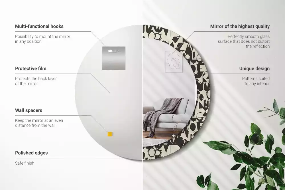 Kerek tükör fali dísz Levelek