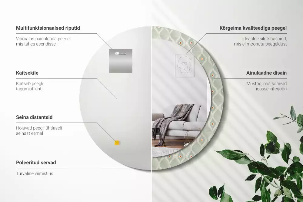 Kerek tükör fali dísz Klasszikus vintage minta