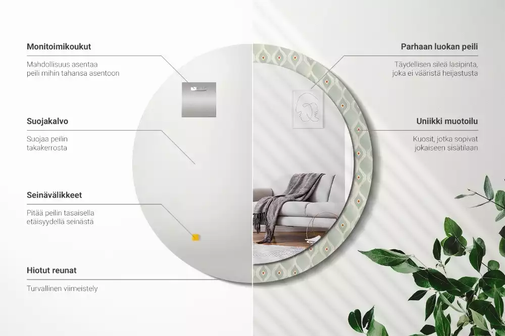 Kerek tükör fali dísz Klasszikus vintage minta