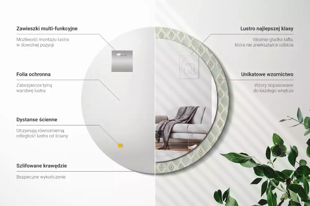 Kerek tükör fali dísz Klasszikus vintage minta