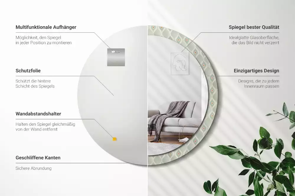 Kerek tükör fali dísz Klasszikus vintage minta