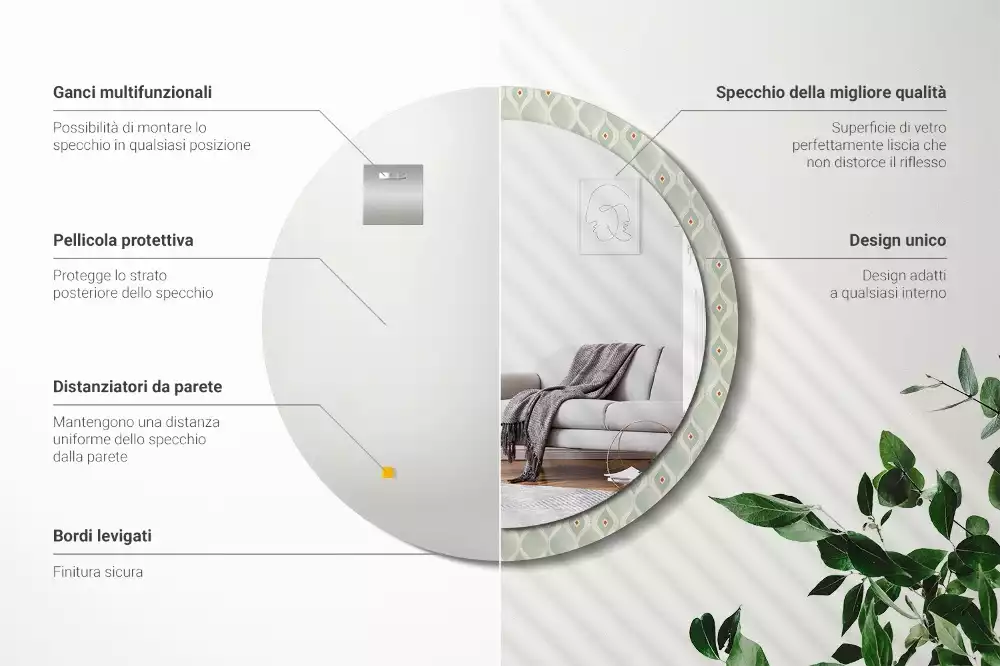 Kerek tükör fali dísz Klasszikus vintage minta