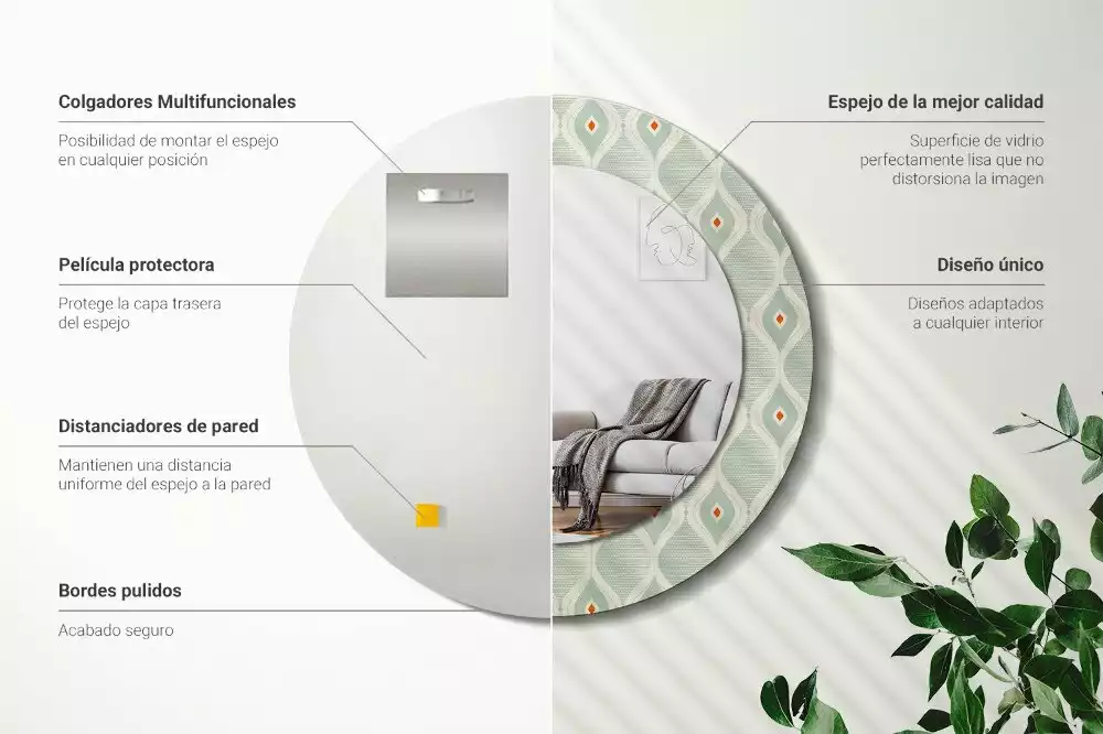 Kerek tükör fali dísz Klasszikus vintage minta