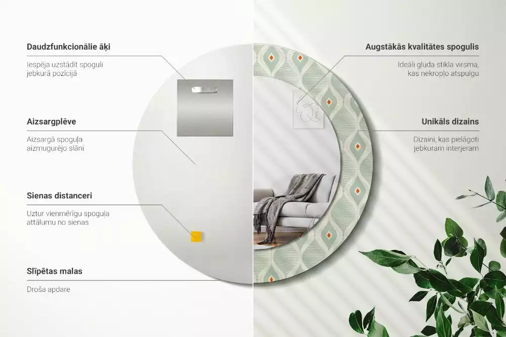 Kerek tükör fali dísz Klasszikus vintage minta