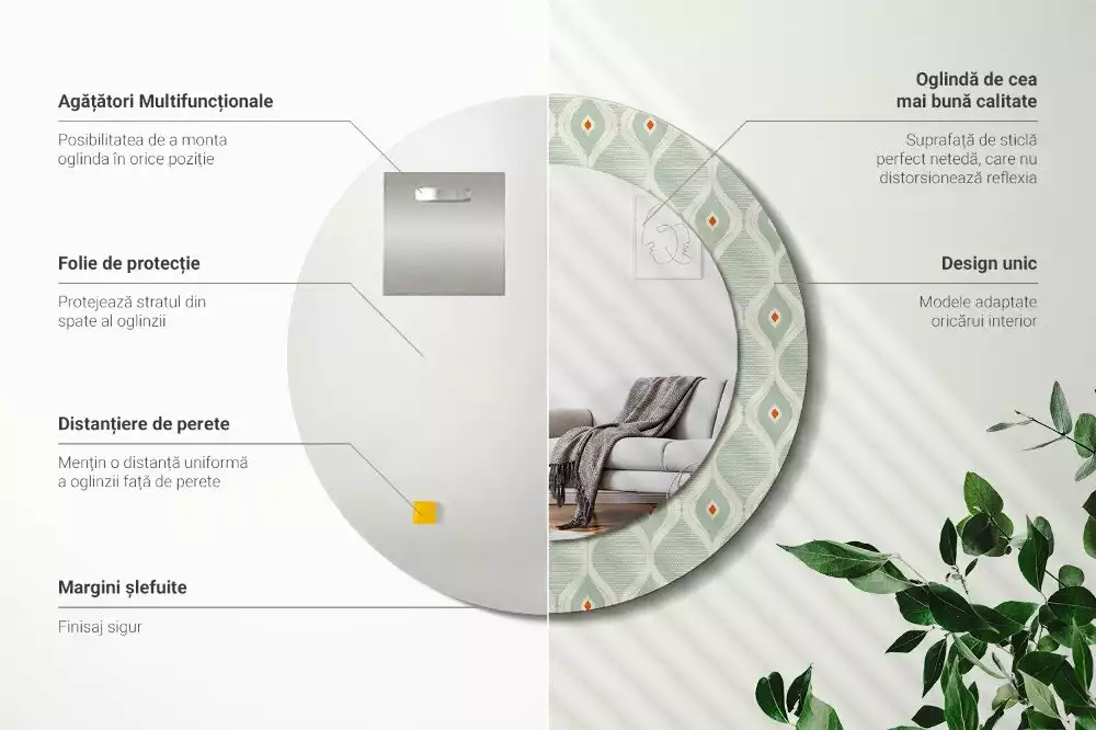 Kerek tükör fali dísz Klasszikus vintage minta