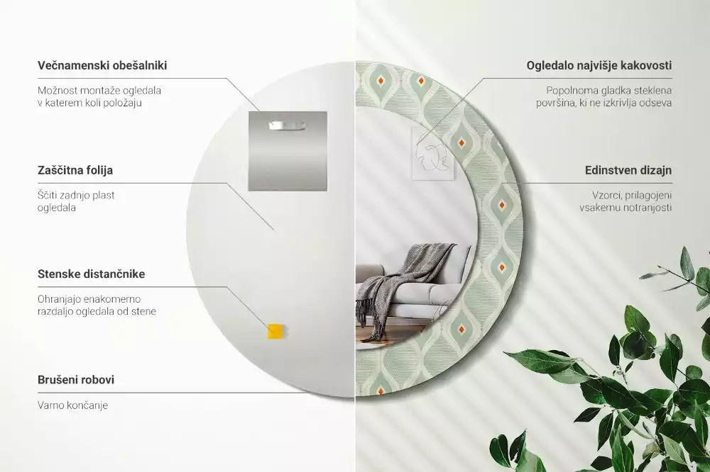 Kerek tükör fali dísz Klasszikus vintage minta