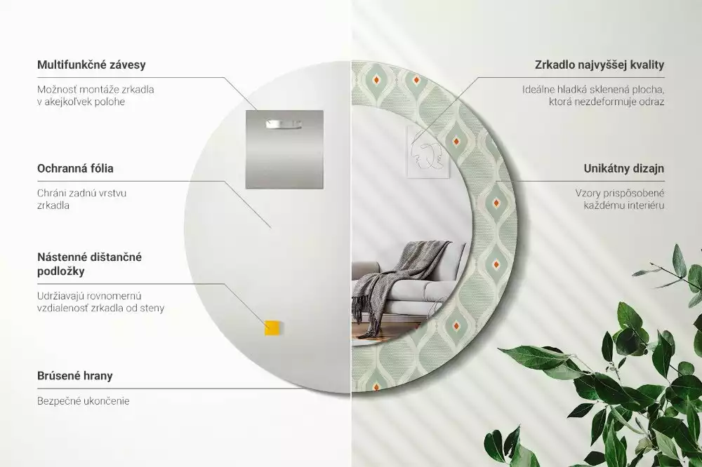 Kerek tükör fali dísz Klasszikus vintage minta