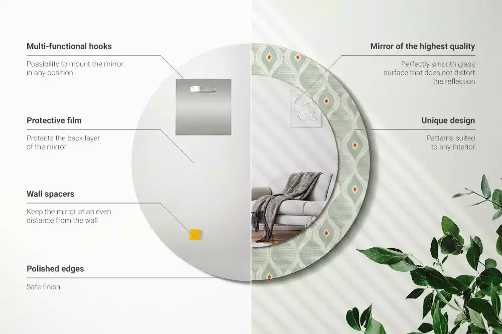 Kerek tükör fali dísz Klasszikus vintage minta